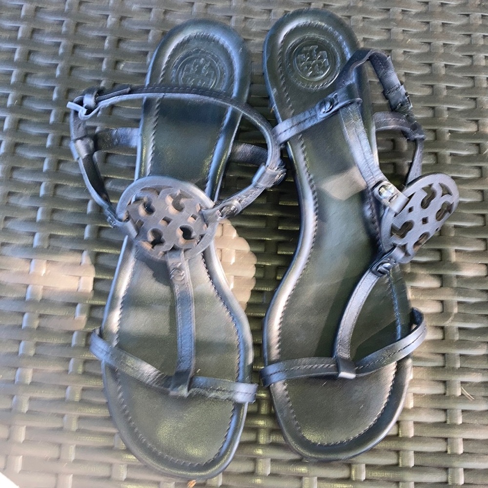 Tory Burch Miller T-Strap Wedge Sandal, Perfect Black